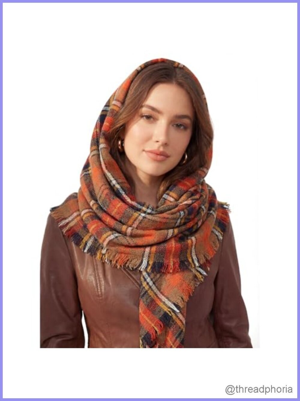 Chunky Plaid Oversized Scarf Shawl Wrap Fall Winter Gift